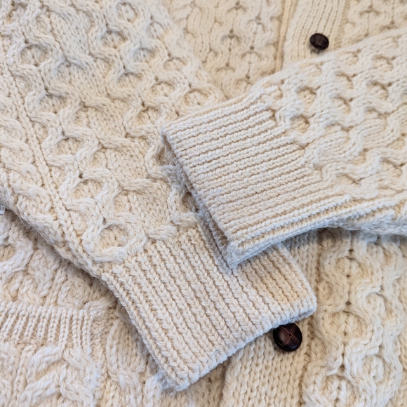 Aran Wool Cardigan Sweater - Picture 3 of 8